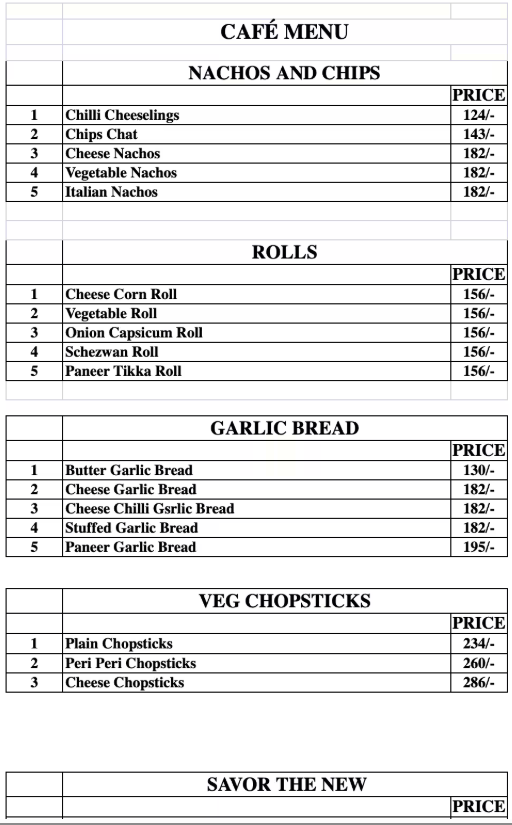 The Samsara Contemporary Indian Restaurant menu